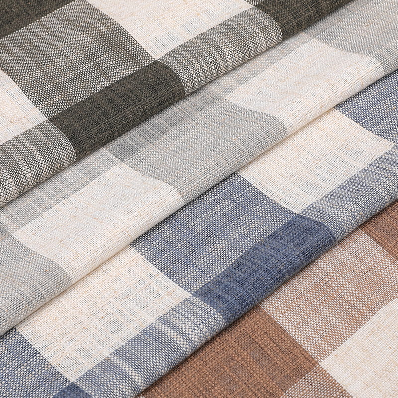 Two-Color Lattice Polyester Linen Jacquard Fabric